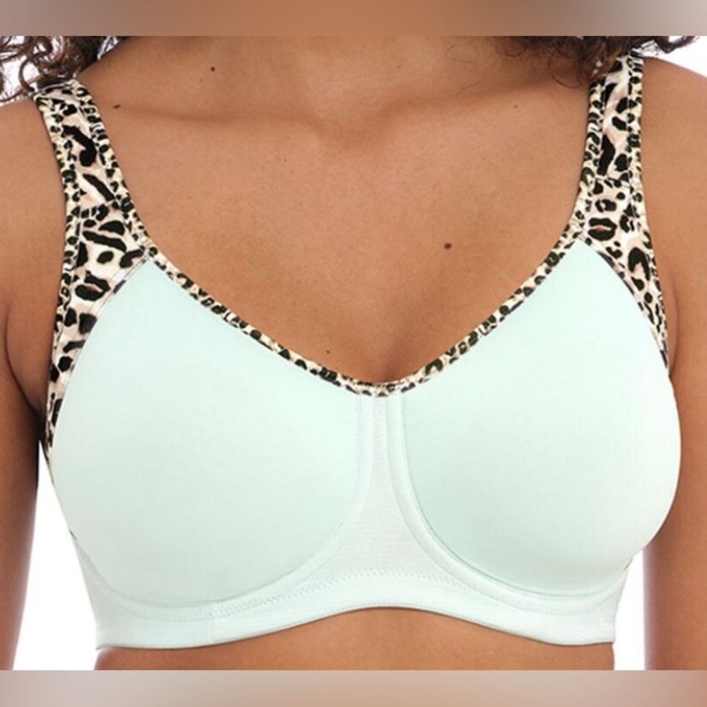 FREYA Women's Active Molded Sports Bra Seafoam Green leopard print full coverage